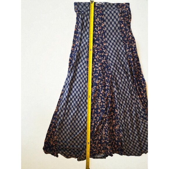 American Rag Maxi Skirt Women’s M – Boho Patchwork Floral Print Navy Blue - Picture 6 of 7